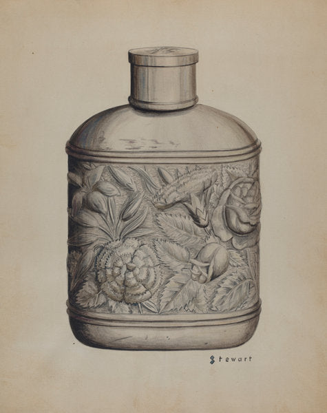 Silver Whiskey Flask by Robert Stewart (American, active c. 1935), 16X12"(A3)Poster Print