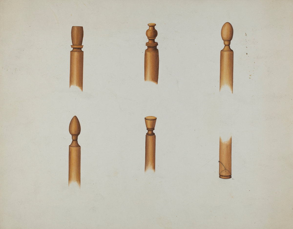 Shaker Chair Finials and Ball & Socket Foot by Ray Holden (American, active c. 1935), 16X12"(A3)Poster Print