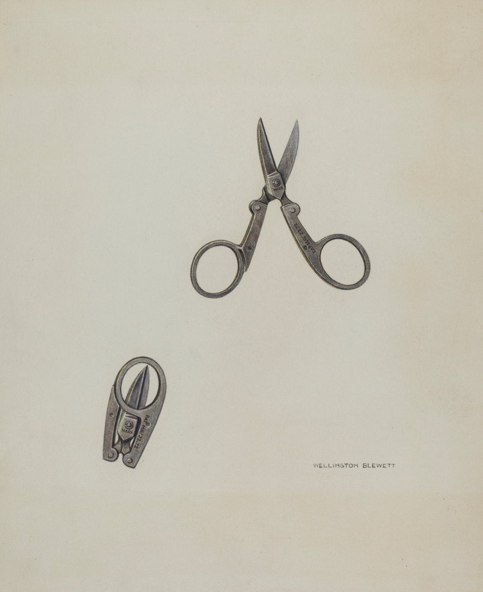 Scissors by Wellington Blewett (American, active c. 1935), 16X12"(A3)Poster Print