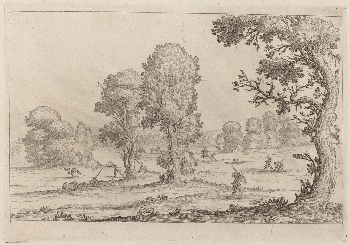 Men Fighting in a Landscape by Ercole Bazicaluva (Italian, c. 1610 - 1661 or after), 16X12"(A3)Poster Print