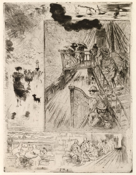 La Traversee (The Passage) by Félix-Hilaire Buhot (French, 1847 - 1898), 16X12"(A3)Poster Print