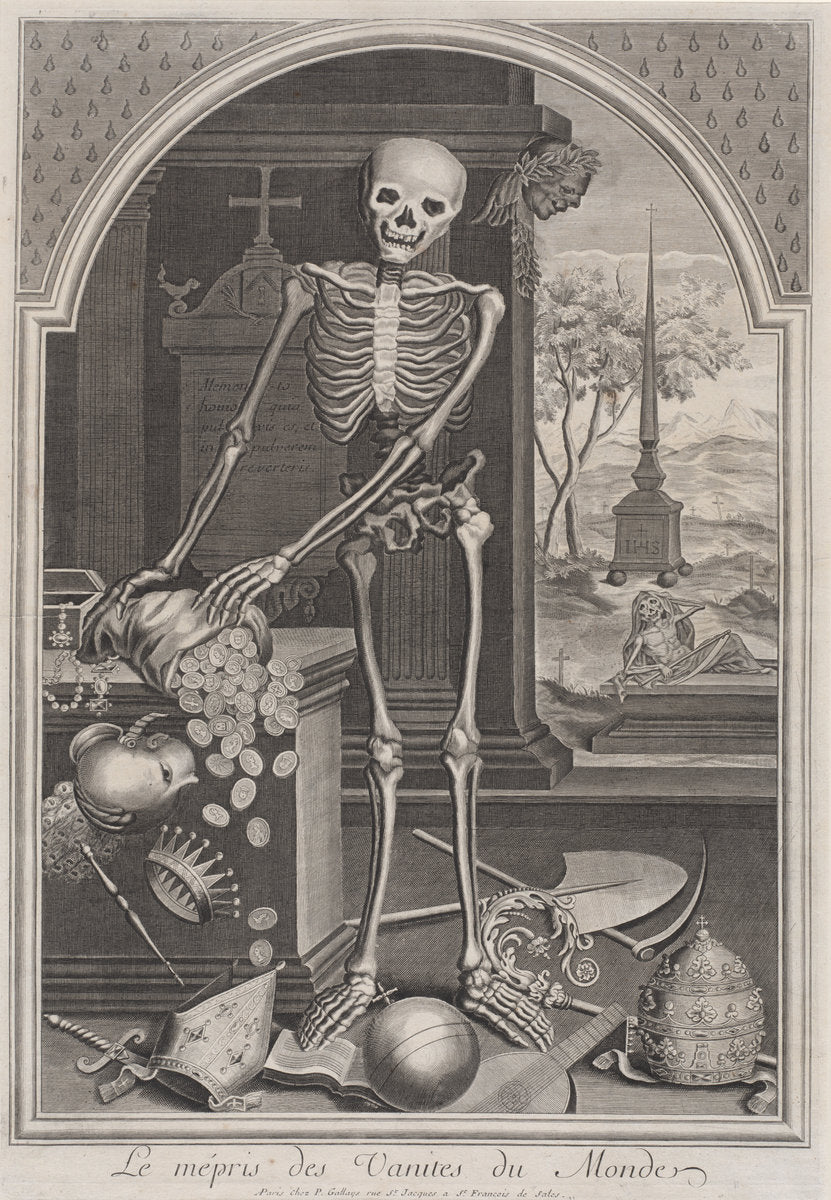 1700/1720 by French 18th Century (Death with Worldly Vanities), 16X12"(A3)Poster Print
