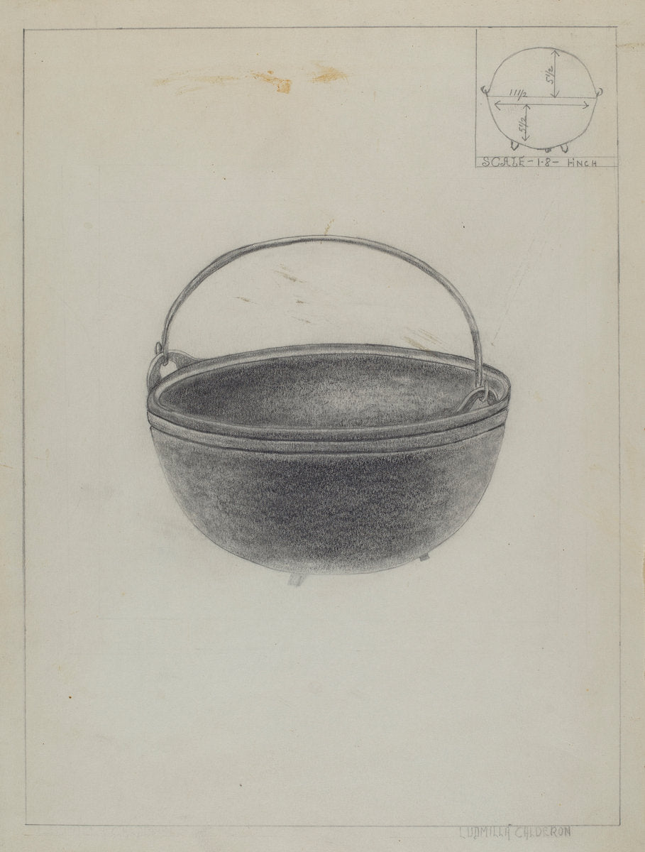 Fire Place Kettle by Ludmilla Calderon (American, active c. 1935), 16X12"(A3)Poster Print