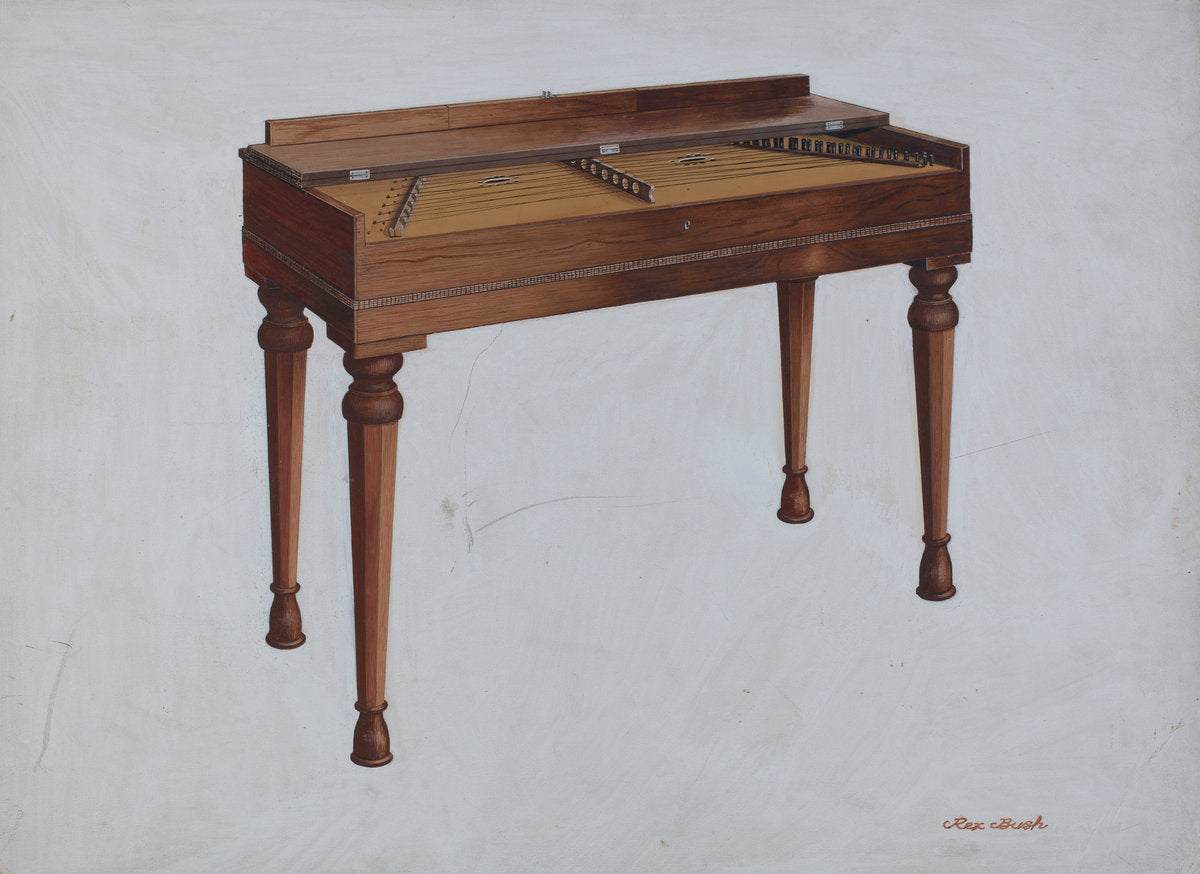 Dulcimer by Rex F. Bush (American, active c. 1935), 16X12"(A3)Poster Print