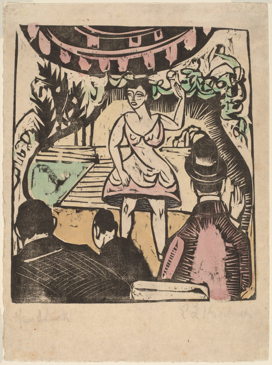 Little Variety Act with Singer by Ernst Ludwig Kirchner (German, 1880 - 1938), 16X12"(A3)Poster Print