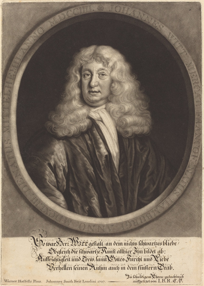 Johannes Witt by John Smith after Werner Hassells (English, probably 1652 - 1742), 16X12"(A3)Poster Print
