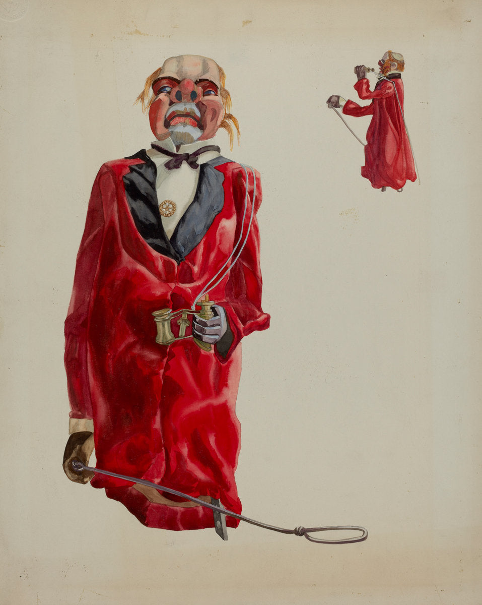 Puppet with Opera Glass by Verna Tallman (American, active c. 1935), 16X12"(A3)Poster Print