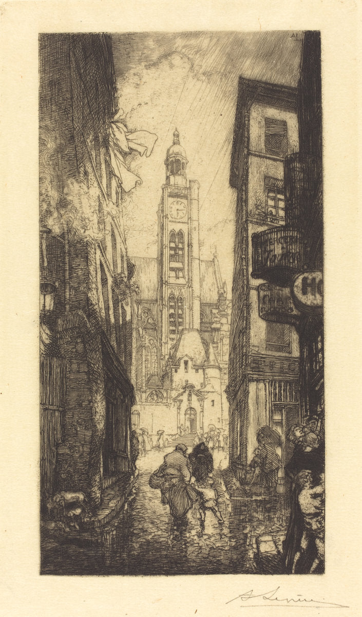 Rue de la Montagne-Sainte-Genevieve, Paris by Auguste Lepère (French, 1849 - 1918), 16X12"(A3)Poster Print
