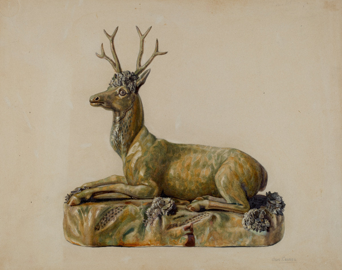 Stag Statuette by Charles Caseau (American, active c. 1935), 16X12"(A3)Poster Print