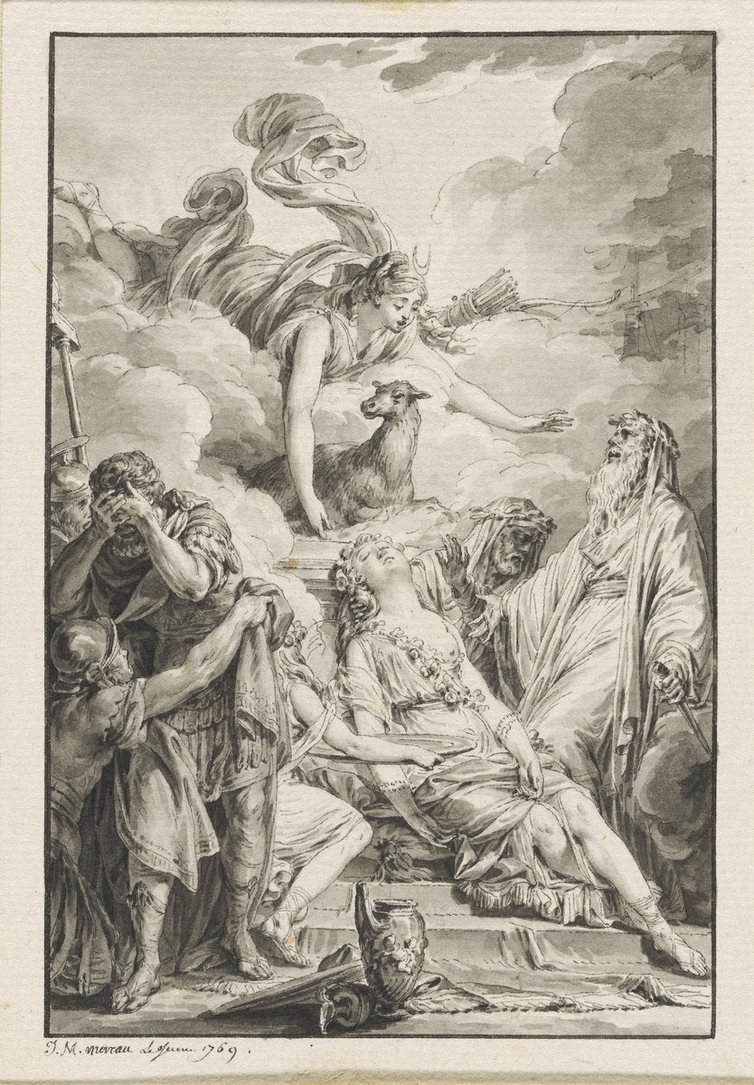 The Sacrifice of Iphigenia by Jean-Michel Moreau (French, 1741 - 1814), 16X12"(A3)Poster Print