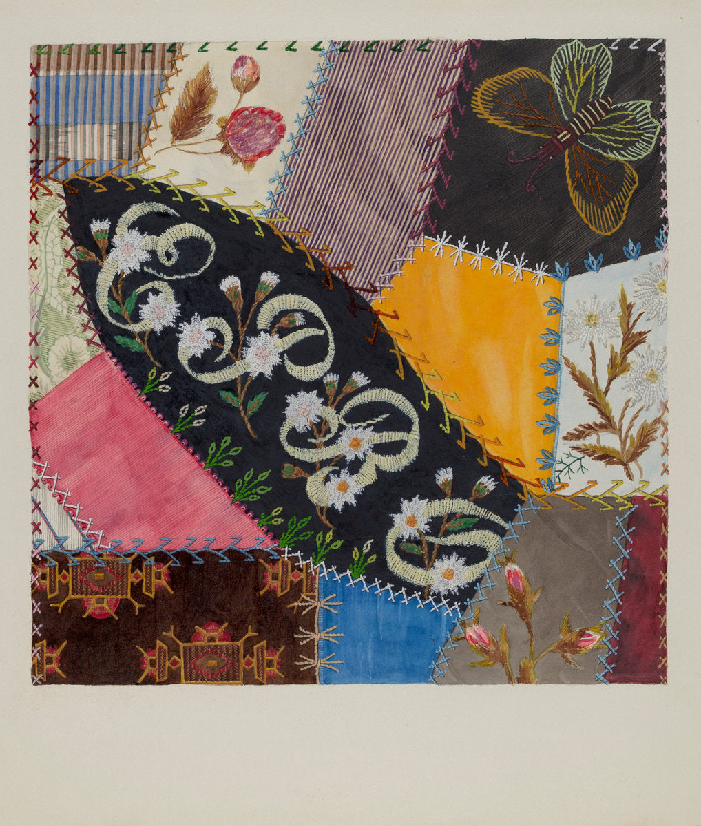 Crazy Quilt Detail by Edith Towner (American, active c. 1935), 16X12"(A3)Poster Print