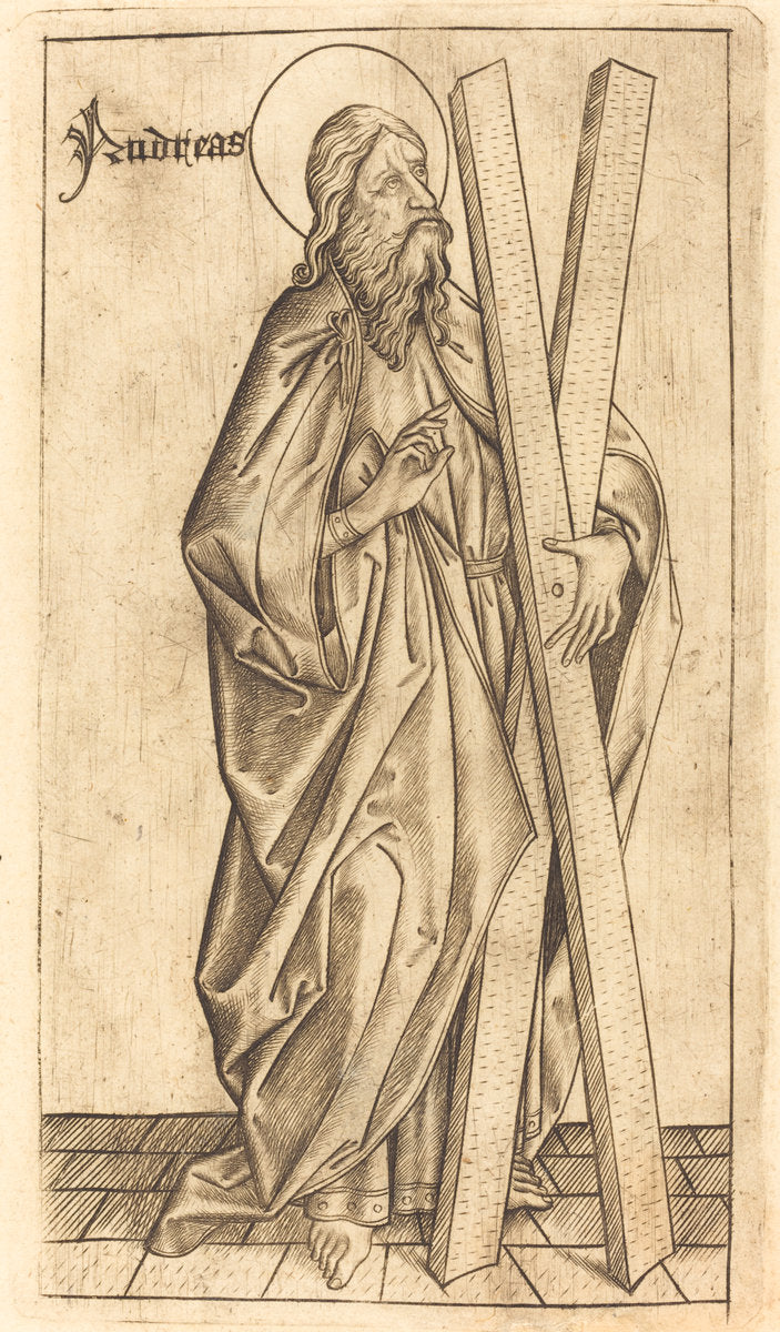 Saint Andrew by Israhel van Meckenem after Master E.S. (German, c. 1445 - 1503), 16X12"(A3)Poster Print