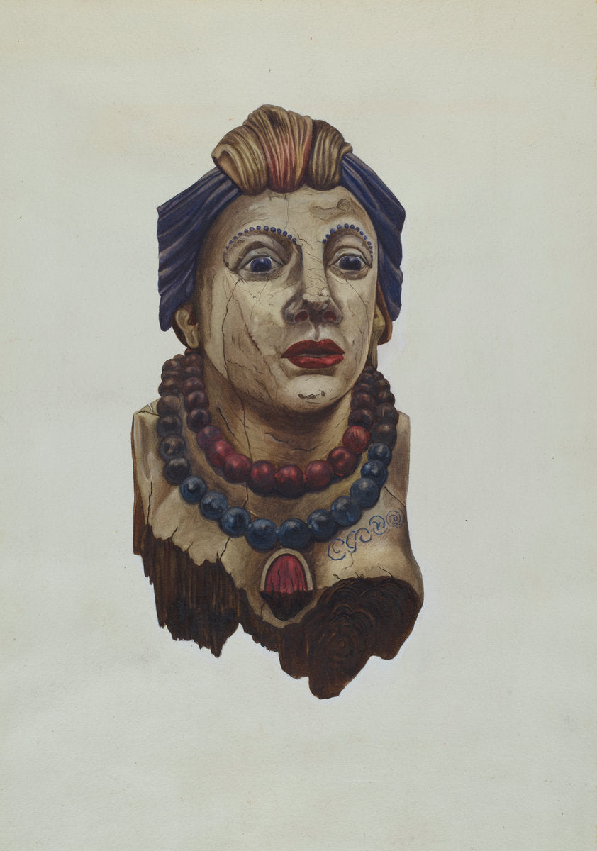 Indian Princess Figurehead by Mary E. Humes (American, active c. 1935), 16X12"(A3)Poster Print