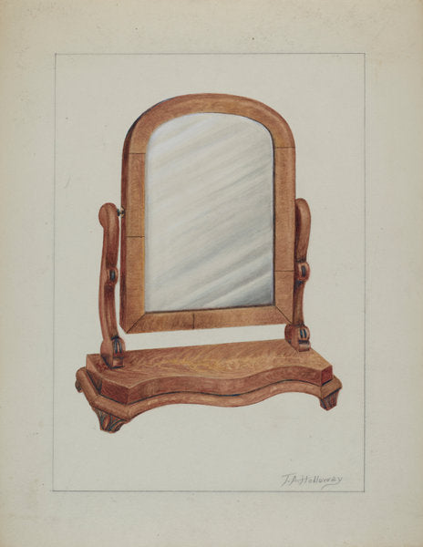 Mirror with Wood Base by Thomas Holloway (American, active c. 1935), 16X12"(A3)Poster Print