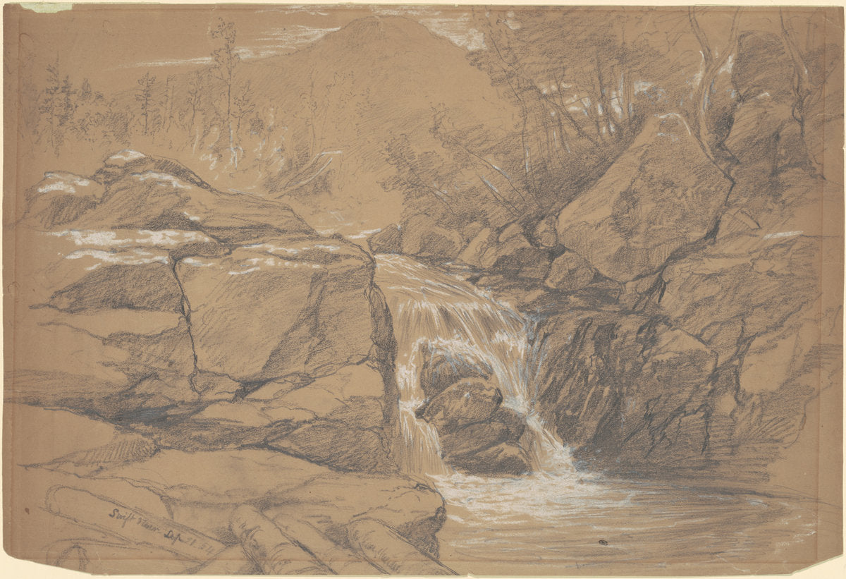 Swiftwater by Daniel Huntington (American, 1816 - 1906), 16X12"(A3)Poster Print