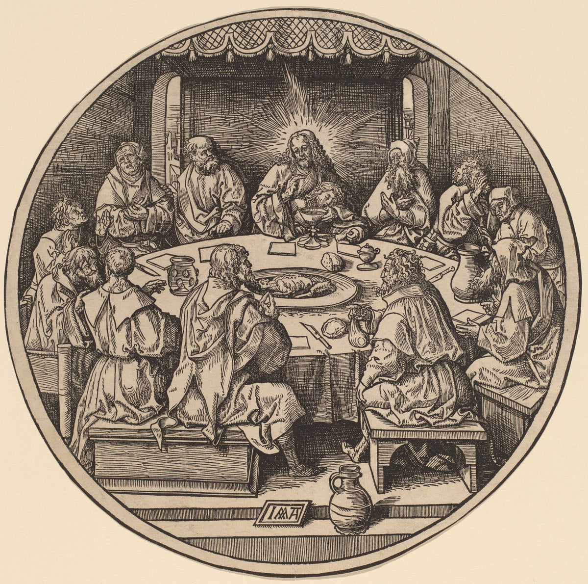 The Last Supper by Jacob Cornelisz van Oostsanen after Albrecht Dürer (Netherlandish, 1470 or before - 1533), 16X12"(A3)Poster Print