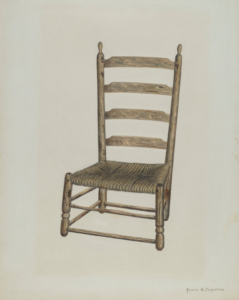 Ladder Back Chair by Annie B. Johnston (American, active c. 1935), 16X12"(A3)Poster Print