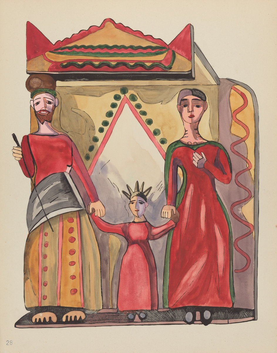 1935/1942 by American 20th Century (Plate 28: The Holy Family: From Portfolio "Spanish Colonial Designs of New Mexico"), 16X12"(A3)Poster Print