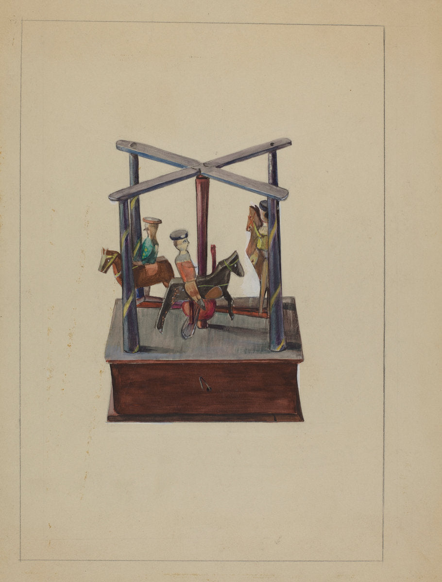 Pa. German Toy Merry-Go-Round by Mina Lowry (American, 1894 - 1942), 16X12"(A3)Poster Print