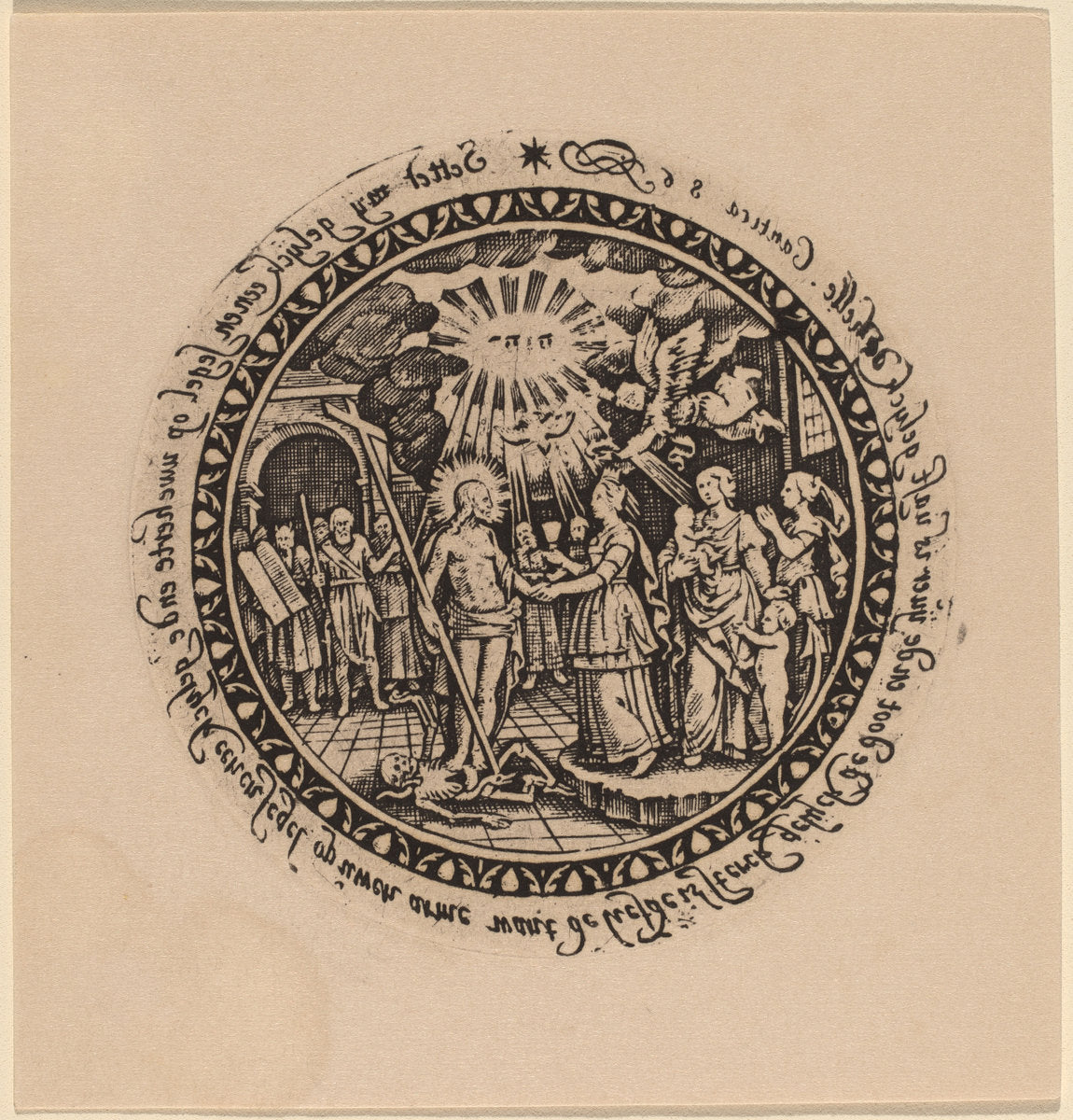 engraving by Netherlandish 16th Century (Triumphant Christ with Prophets and Saints), 16X12"(A3)Poster Print