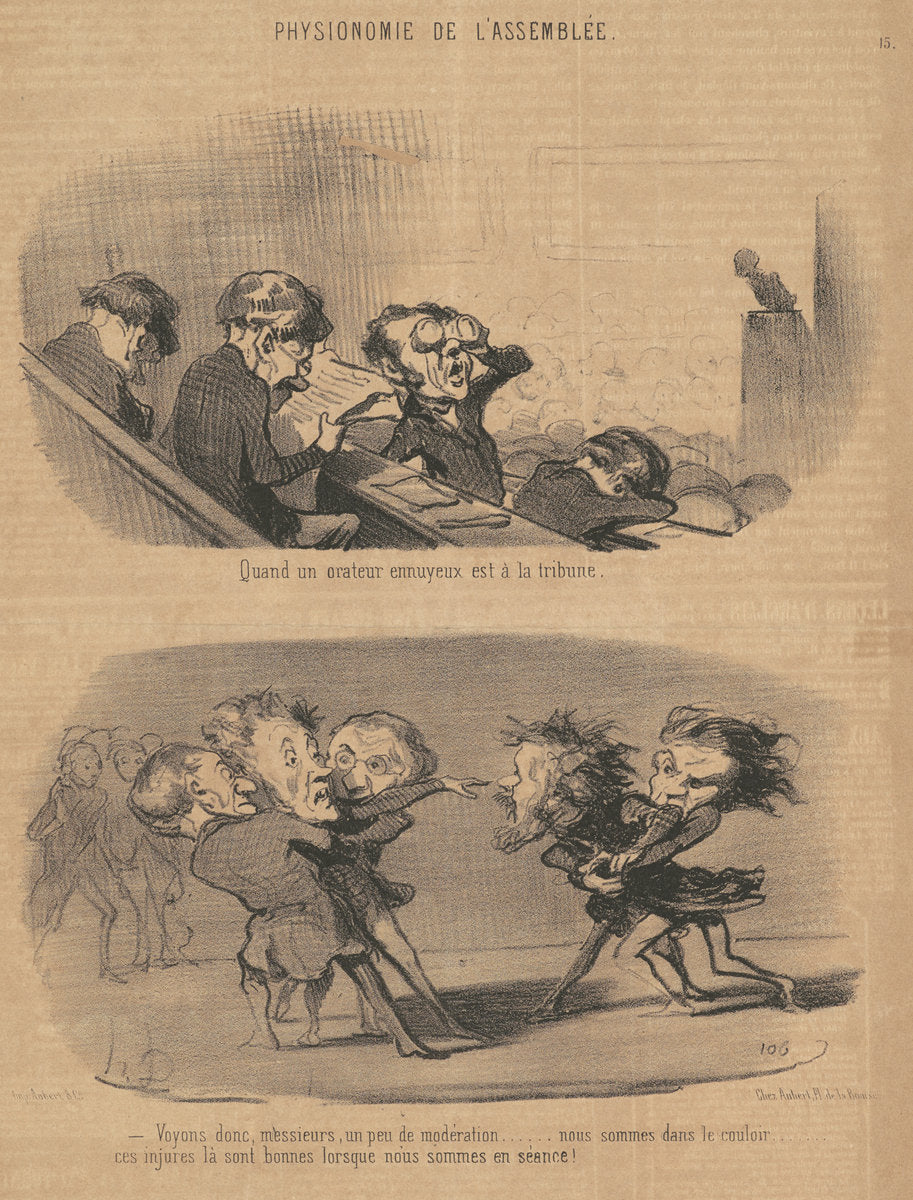 Quand un orateur ennuyeux est a la tribune by Honoré Daumier (French, 1808 - 1879), 16X12"(A3)Poster Print