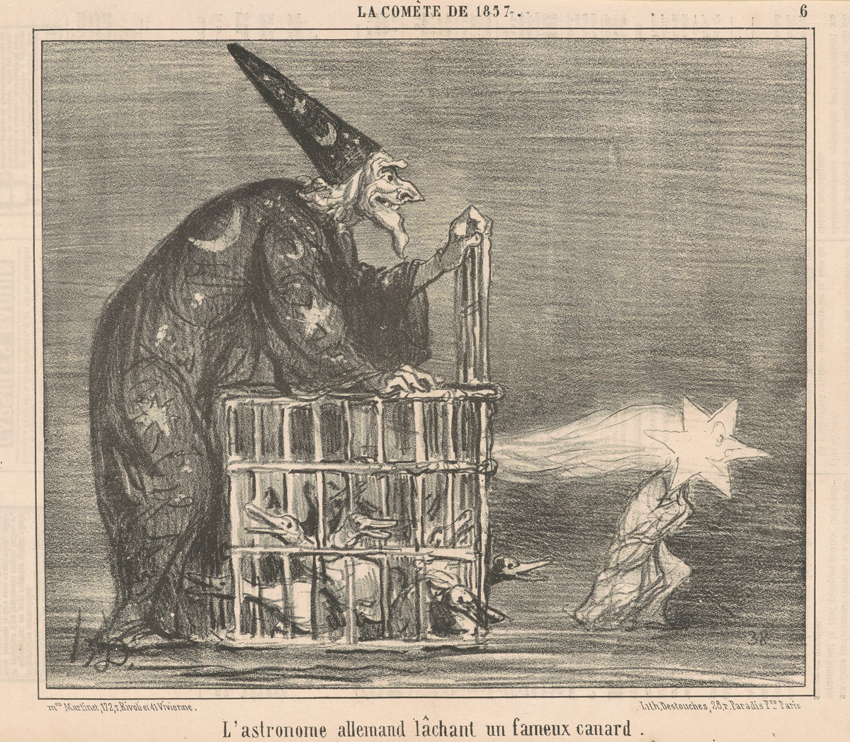 L'astronome allemand lachant un ... Canard by Honoré Daumier (French, 1808 - 1879), 16X12"(A3)Poster Print