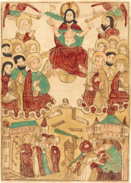 c. 1460 by German 15th Century (The Last Judgment with the Apostles), 16X12"(A3)Poster Print