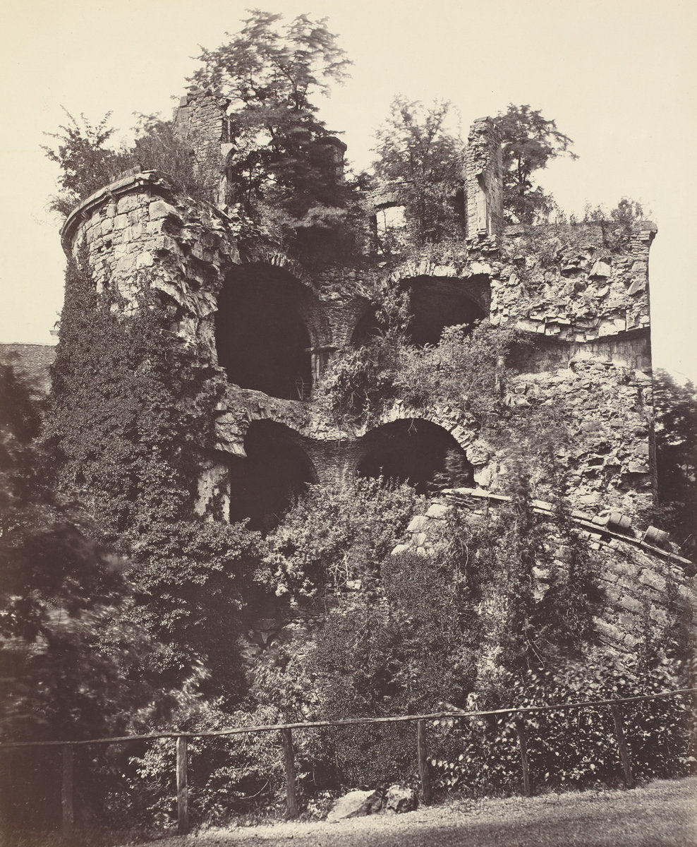 The Exploded Tower, Heidelberg Castle by Adolphe Braun (French, 1812 - 1877), 16X12"(A3)Poster Print