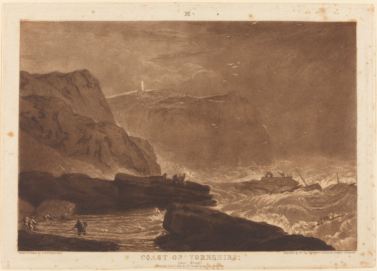 Coast of Yorkshire by Joseph Mallord William Turner and William Say (British, 1775 - 1851), 16X12"(A3)Poster Print