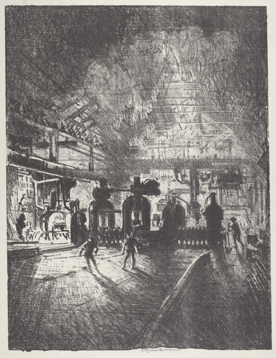 In the Jaws of Death, Rolling Bars for Shells by Joseph Pennell (American, 1857 - 1926), 16X12"(A3)Poster Print
