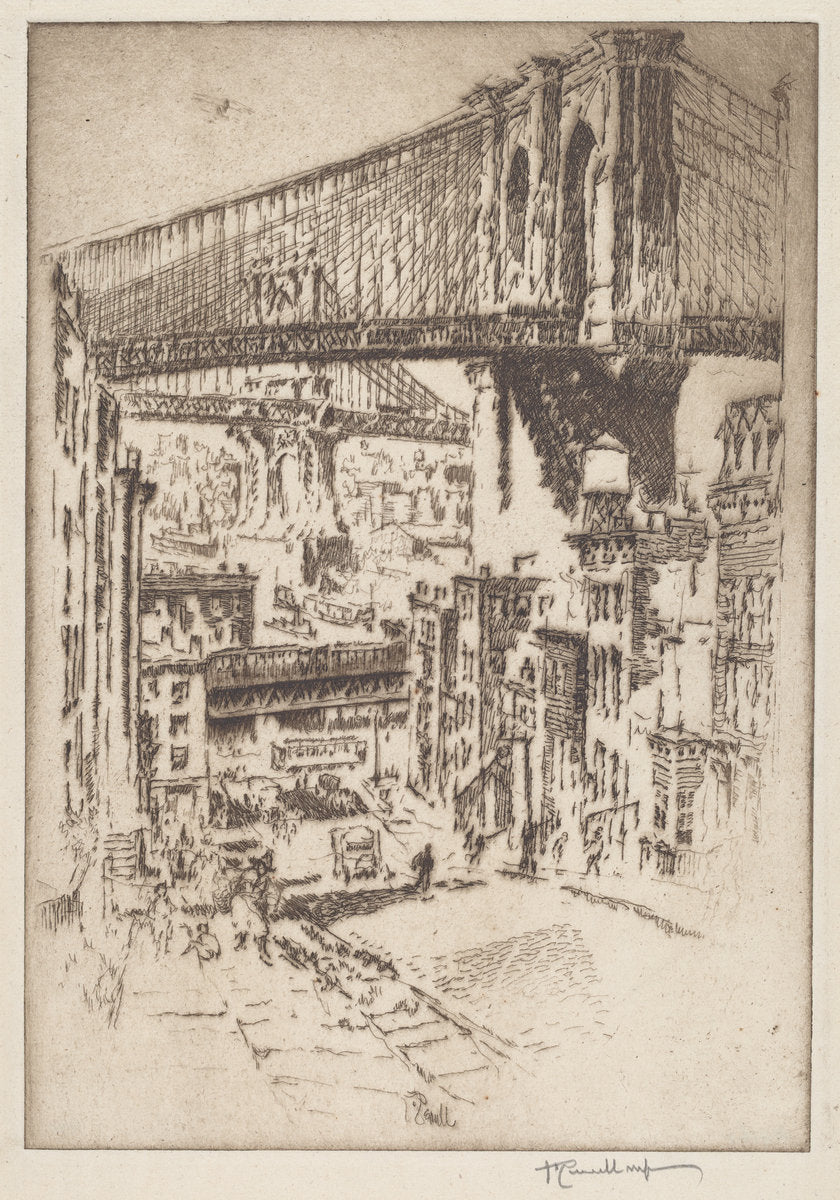 The Bridges, from Brooklyn by Joseph Pennell (American, 1857 - 1926), 16X12"(A3)Poster Print