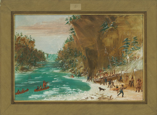 The Expedition Encamped below the Falls of Niagara. January 20, 1679 by George Catlin (American, 1796 - 1872), 16X12"(A3)Poster Print
