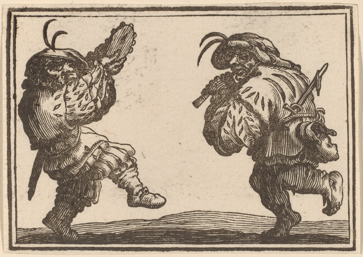 Dancers with Flute and Tambourine by Edouard Eckman after Jacques Callot (Flemish, born c. 1600), 16X12"(A3)Poster Print