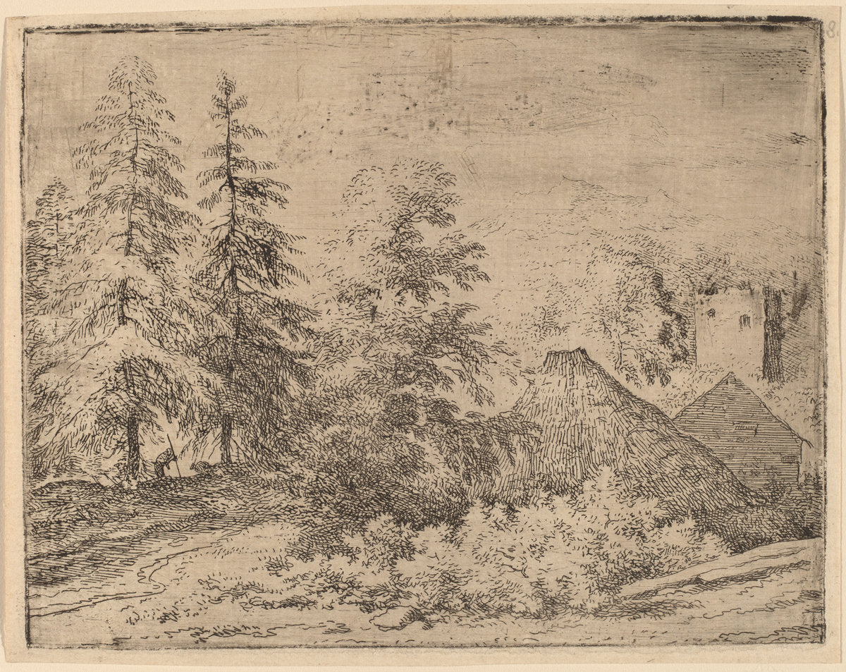 Man between Two Fir Trees by Allart van Everdingen (Dutch, 1621 - 1675), 16X12"(A3)Poster Print