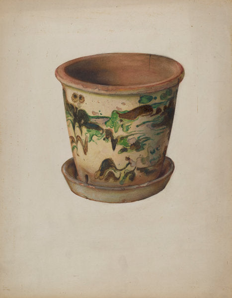 Flower Pot with Saucer by David Ellinger (American, 1914 - 2003), 16X12"(A3)Poster Print