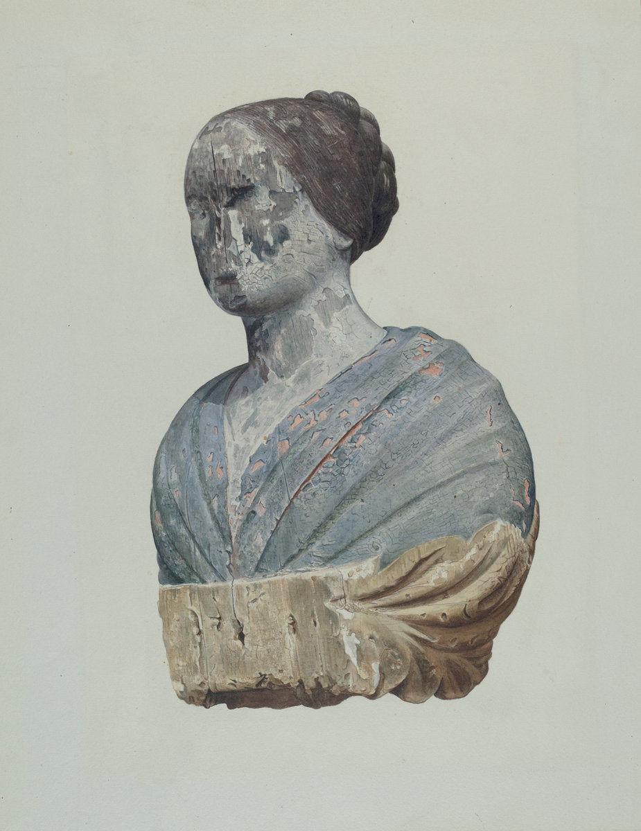 Figurehead from Schooner "Polly" by Alton K. Skillin (American, active c. 1935), 16X12"(A3)Poster Print