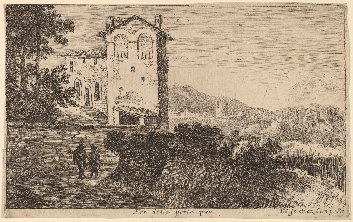 For dalla porta pia (Villa outside the Porta Pia) by Herman van Swanevelt (Dutch, c. 1600 - 1655), 16X12"(A3)Poster Print