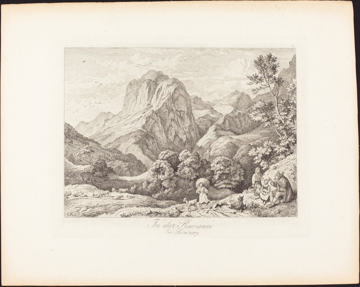 In der Ramsau bei Salzburg (In the Ramsau near Salzburg) by Ludwig Richter (German, 1803 - 1884), 16X12"(A3)Poster Print