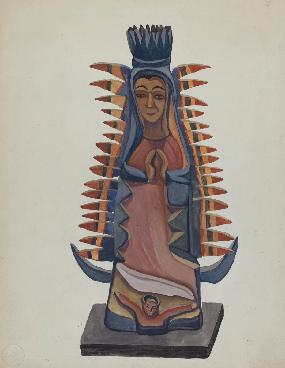 Bulto of the Virgin of Guadalupe by E. Boyd (American, active c. 1935), 16X12"(A3)Poster Print