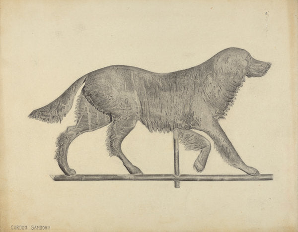 Dog Weather Vane by Gordon Sanborn (American, active c. 1935), 16X12"(A3)Poster Print