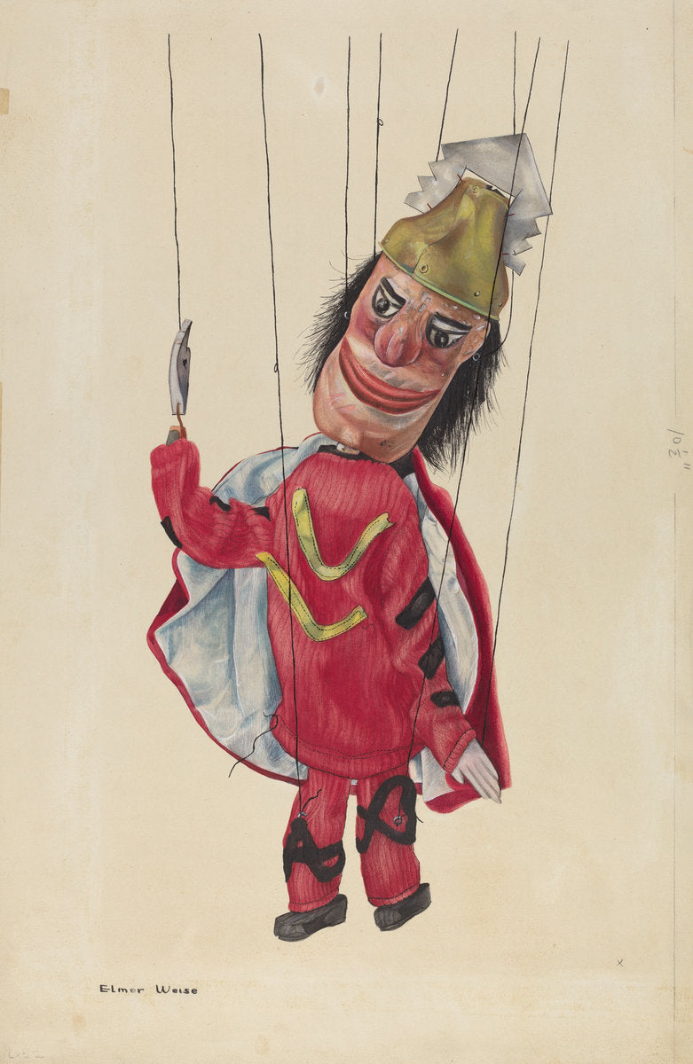 Marionette: "King Saul" by Elmer Weise (American, active c. 1935), 16X12"(A3)Poster Print