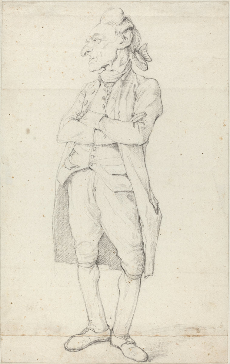 A Gentleman Standing with His Arms Crossed by François-André Vincent (French, 1746 - 1816), 16X12"(A3)Poster Print
