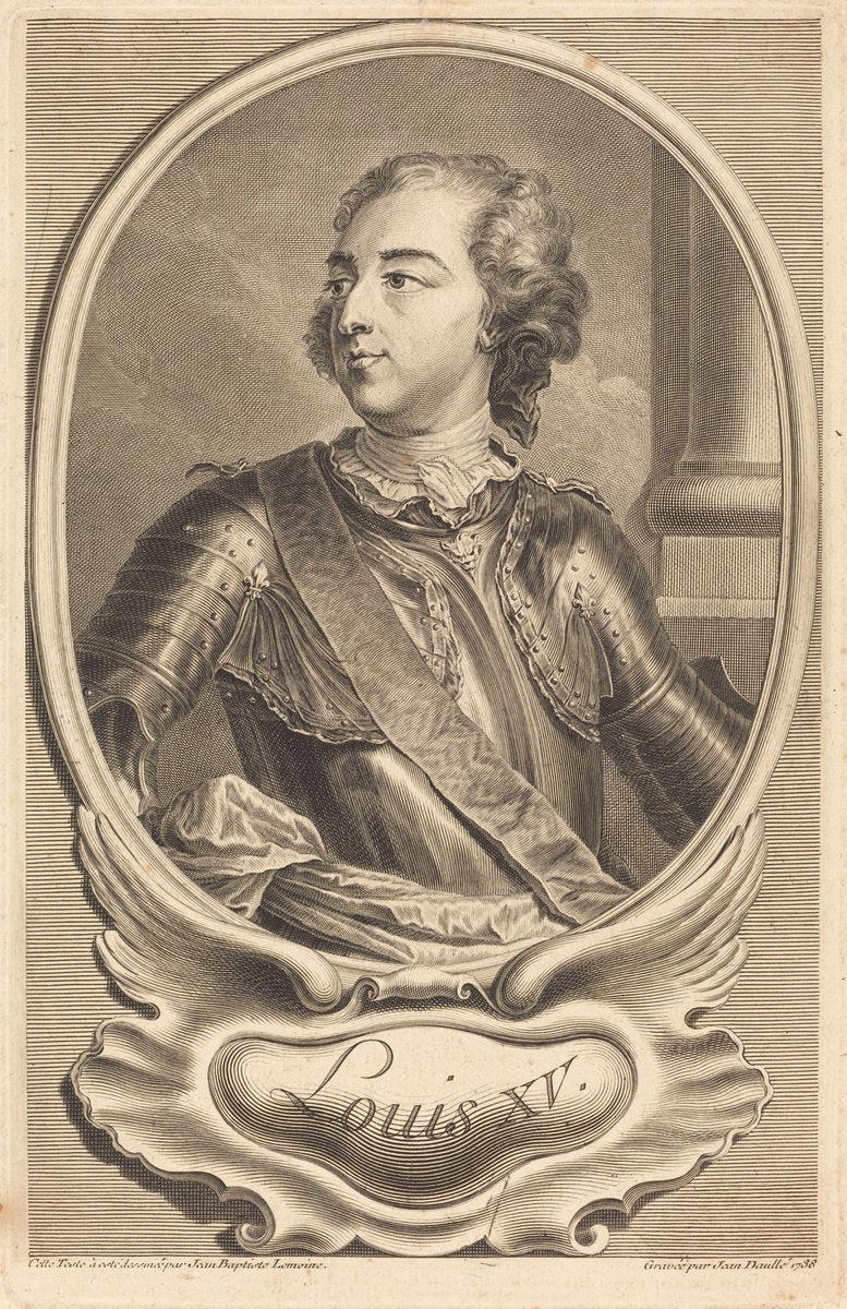 Louis XV by Jean Daullé after Jean-Baptiste Lemoyne II (French, 1703 - 1763), 16X12"(A3)Poster Print