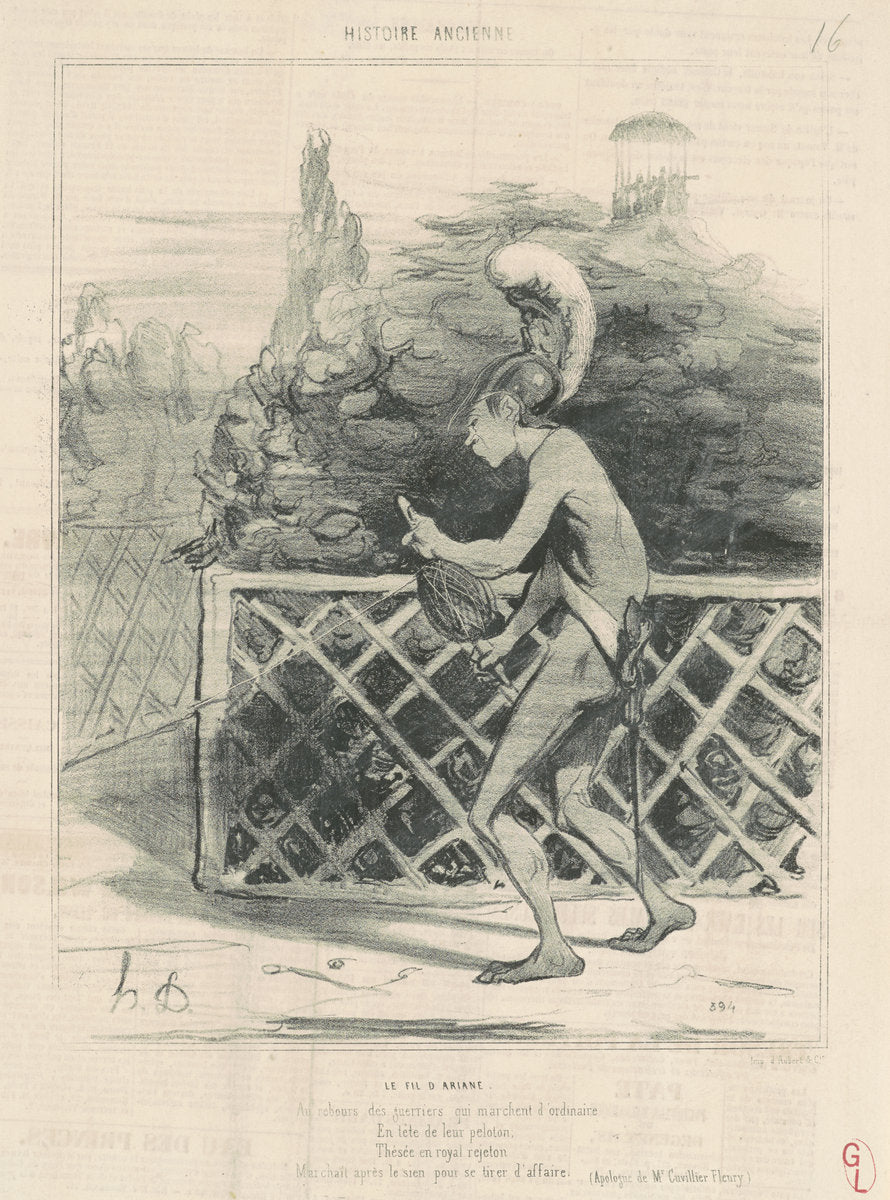Le fil d'Ariane by Honoré Daumier (French, 1808 - 1879), 16X12"(A3)Poster Print