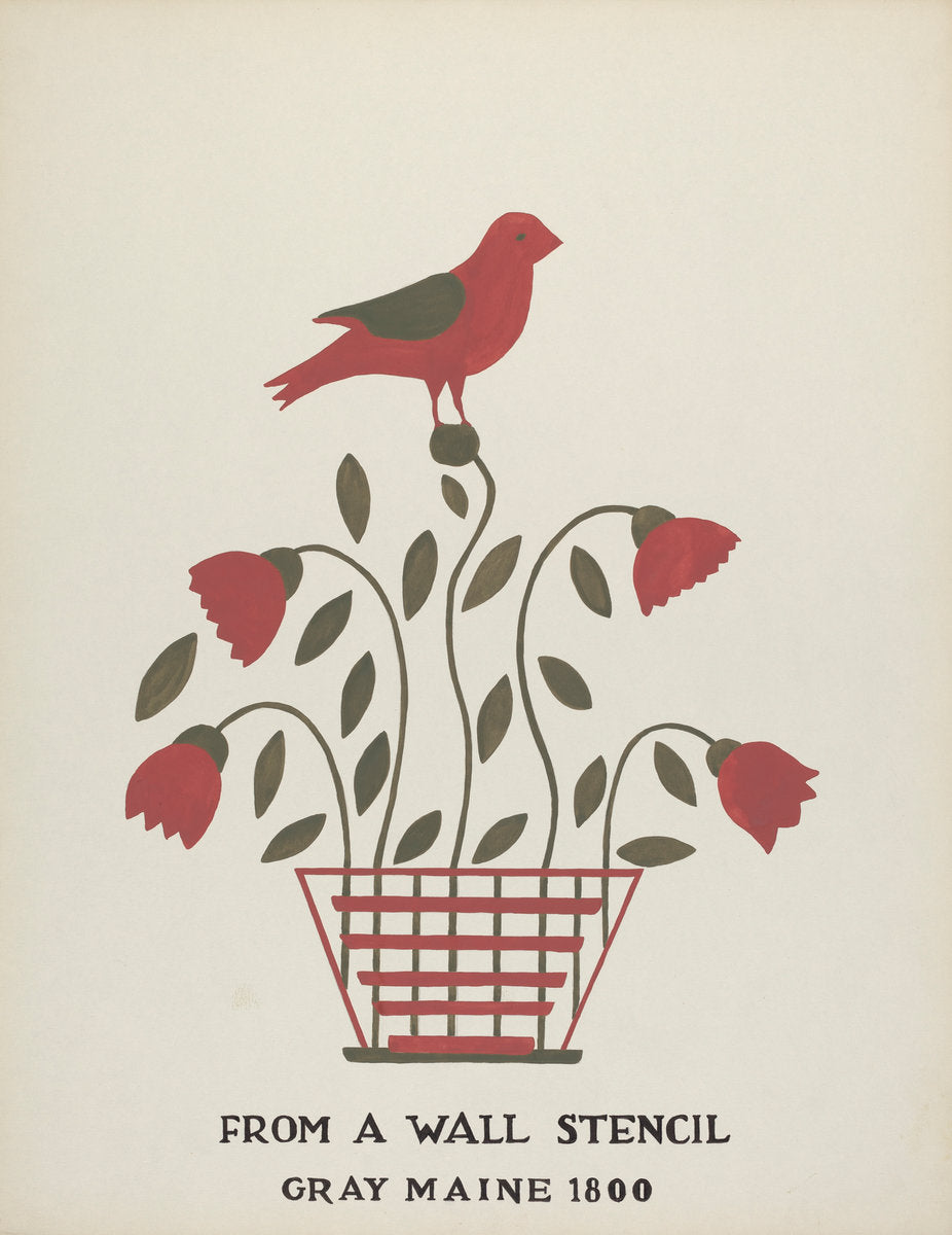 Design from Gray, Maine 1800 (no. 2): From Proposed Portfolio "Maine Wall Stencils" by Mildred E. Bent (American, active c. 1935), 16X12"(A3)Poster Print