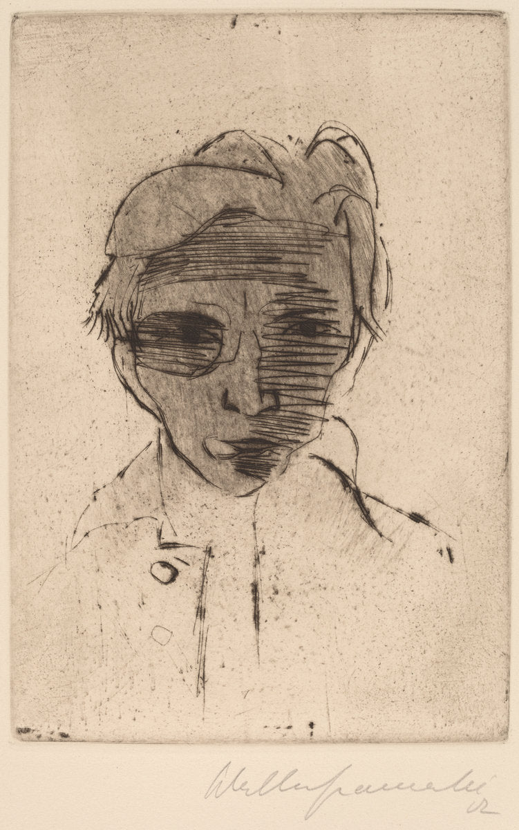 Gloomy Face, Self-portrait (Dunkles Gesicht, Selbstporträt) by Walter Gramatté (German, 1897 - 1929), 16X12"(A3)Poster Print