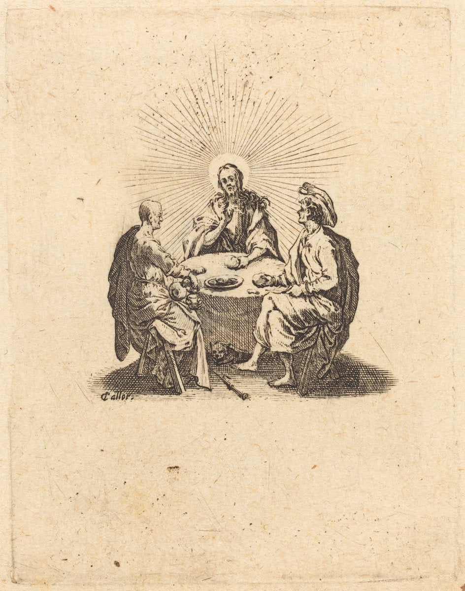 The Supper at Emmaus by Jacques Callot (French, 1592 - 1635), 16X12"(A3)Poster Print