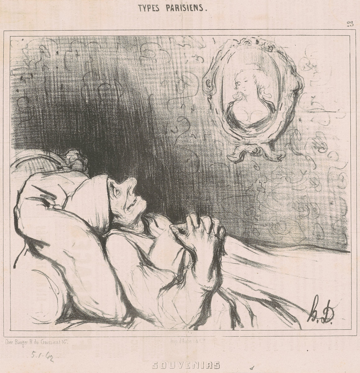 Souvenirs by Honoré Daumier (French, 1808 - 1879), 16X12"(A3)Poster Print