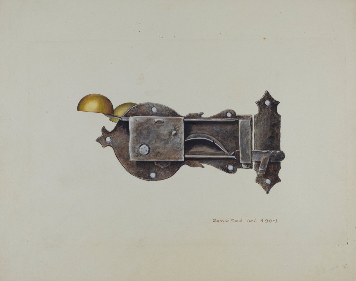 Lock by Samuel W. Ford (American, active c. 1935), 16X12"(A3)Poster Print
