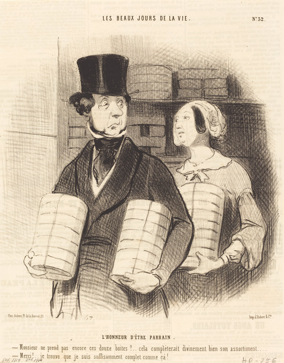 L'honneur d'être parrain by Honoré Daumier (French, 1808 - 1879), 16X12"(A3)Poster Print